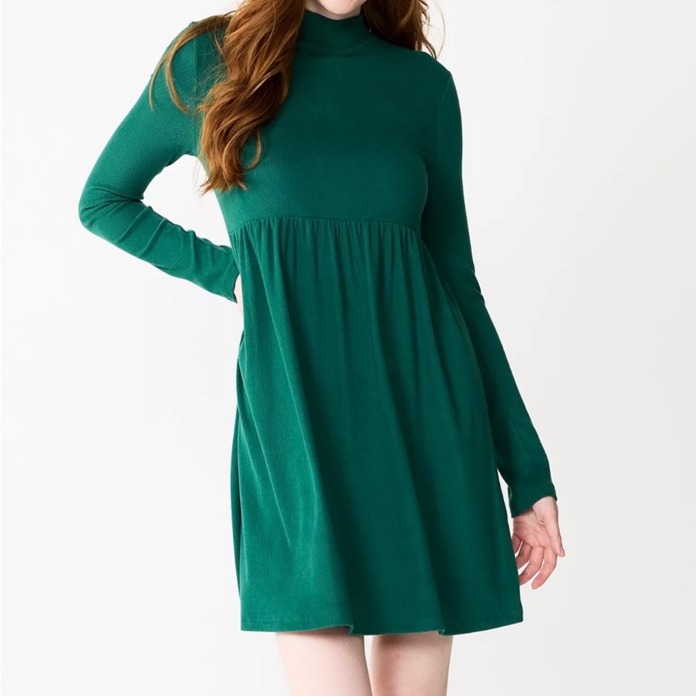 Juniors' Mock Babydoll Rib Dress